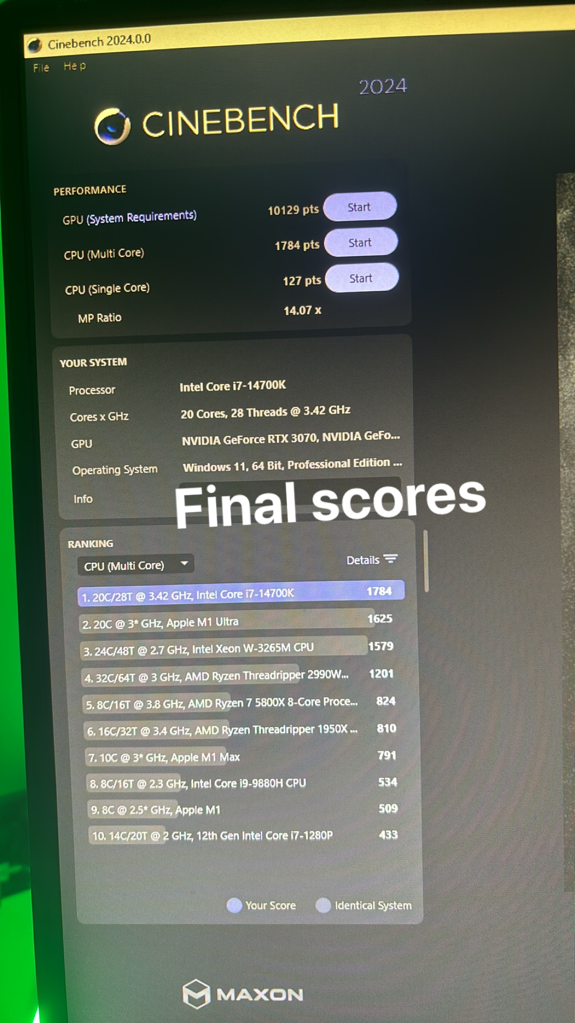 Cinebench Scores